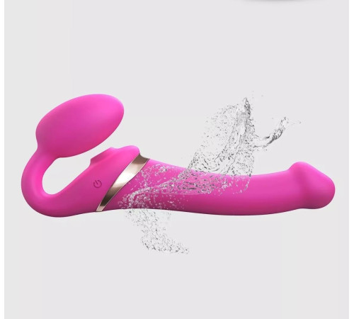 Ярко-розовый безремневой страпон Multi Orgasm Bendable Strap-On size L с клиторальной стимуляцией