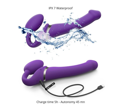 Фиолетовый безремневой вибрострапон Silicone Bendable Strap-On - size M