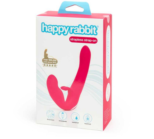 Ярко-розовый безремневой страпон Rechargeable Vibrating Strapless Strap-On