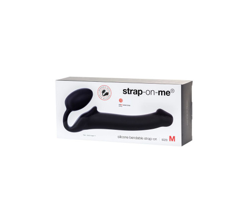 Черный безремневой страпон Silicone Bendable Strap-On - size M