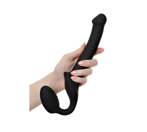 Черный безремневой страпон Silicone Bendable Strap-On - size S