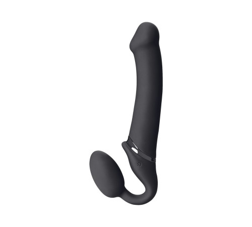 Черный безремневой вибрострапон Vibrating Bendable Strap-On - size L