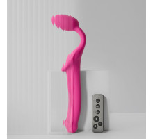 Ярко-розовый безремневой страпон Strap-on-me Vibrating Bendable Strap-On size L