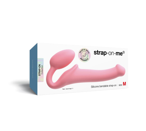 Розовый безремневой страпон Strap-on-me Semi-Realistic Bendable Strap-On size M