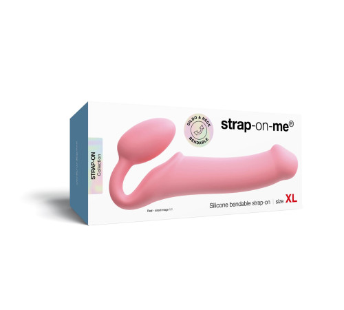 Розовый безремневой страпон Strap-on-me Semi-Realistic Bendable Strap-On size XL