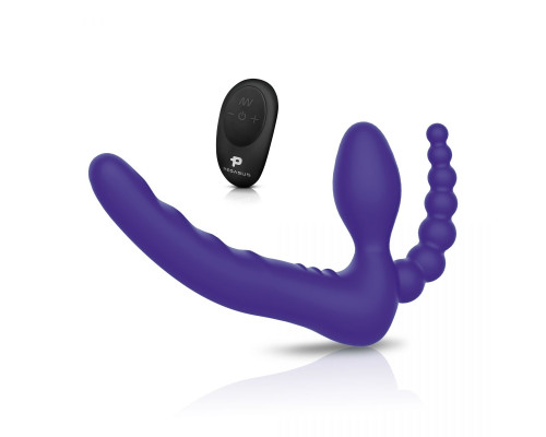 Заказать Фиолетовый безремневой страпон с пультом ДУ 7’’ Remote Control Strapless - 24 см.