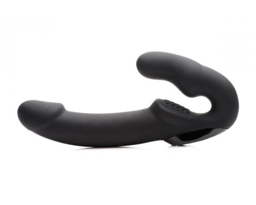 Заказать Черный безремневой страпон Urge Silicone Strap On с пультом ДУ - 24 см.