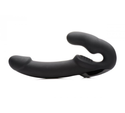 Черный безремневой страпон Urge Silicone Strap On с пультом ДУ - 24 см.