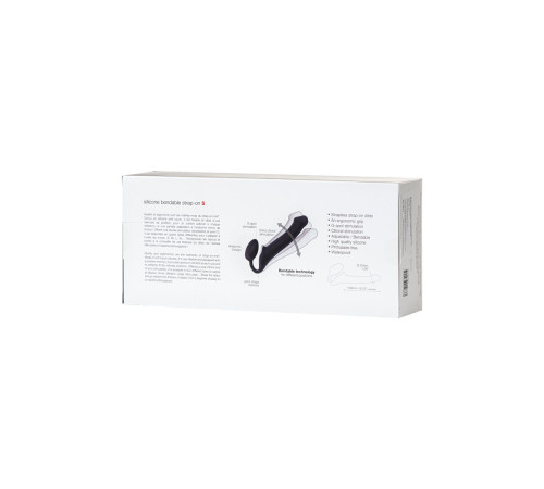 Черный безремневой страпон Silicone Bendable Strap-On - size S