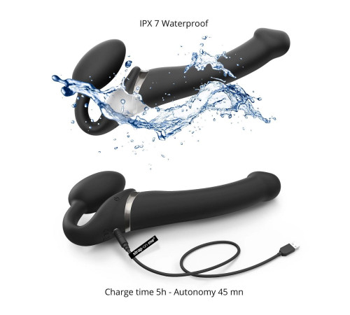 Черный безремневой вибрострапон Silicone Bendable Strap-On - size XL