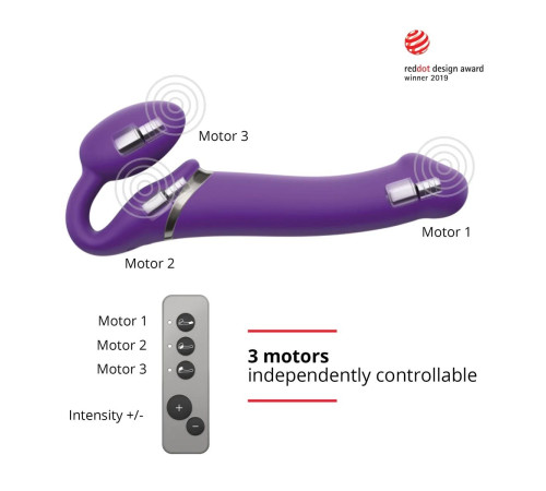 Фиолетовый безремневой вибрострапон Silicone Bendable Strap-On - size M