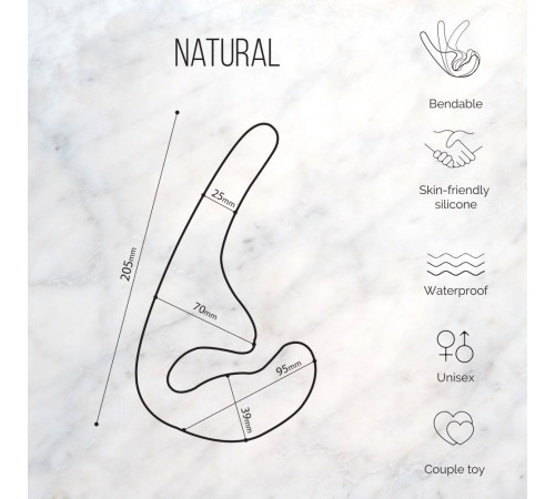 Бежевый безремневой страпон Seduction - 20,5 см.