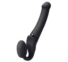 Черный безремневой вибрострапон Silicone Bendable Strap-On - size M