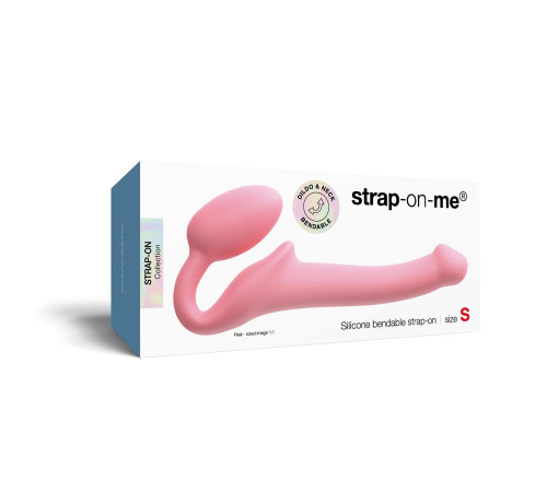 Розовый безремневой страпон Strap-on-me Semi-Realistic Bendable Strap-On size S