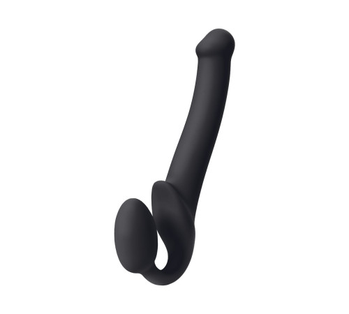 Черный безремневой страпон Silicone Bendable Strap-On - size M