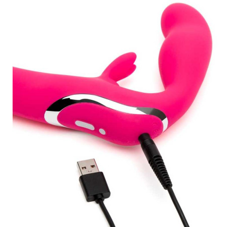 Ярко-розовый безремневой страпон Rechargeable Vibrating Strapless Strap-On