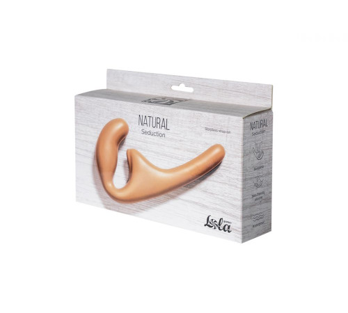 Бежевый безремневой страпон Seduction - 20,5 см.