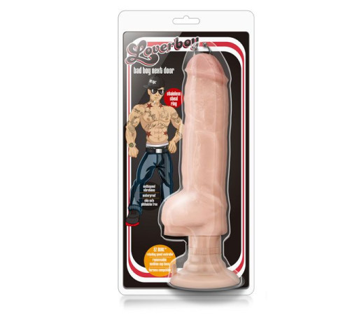 Телесный реалистичный вибратор Bad Boy Next Door с пирсингом - 33 см.