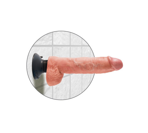Телесный вибромассажер 10  Vibrating Cock with Balls - 25,4 см.
