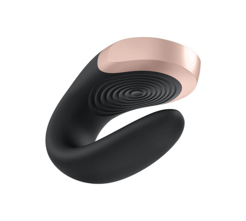 Черный  вибратор для пар Double Love с возможностью управления через пульт и приложение