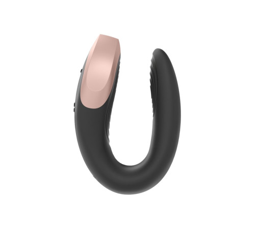 Черный  вибратор для пар Double Love с возможностью управления через пульт и приложение