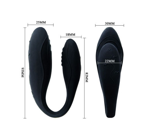 Чёрный вибромассажер для пар Indulgence Plus с ДУ