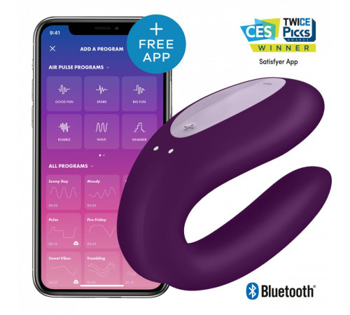 Фиолетовый вибратор для пар Double Joy с управлением через приложение