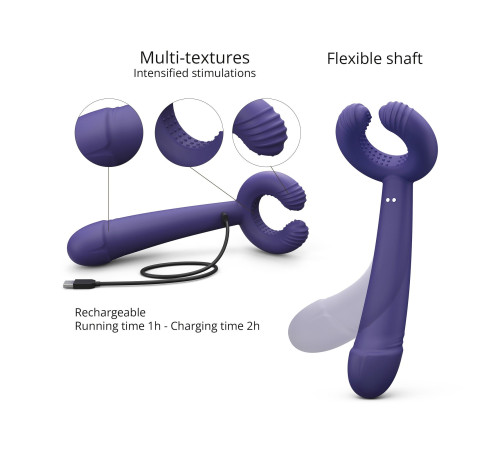 Темно-синий вибратор для пар Please Me Multi Vibrator