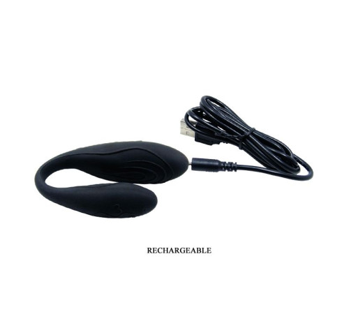 Чёрный вибромассажер для пар Indulgence Plus с ДУ