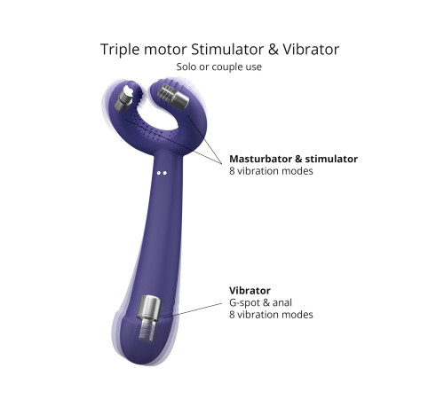 Темно-синий вибратор для пар Please Me Multi Vibrator