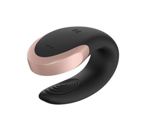 Черный  вибратор для пар Double Love с возможностью управления через пульт и приложение