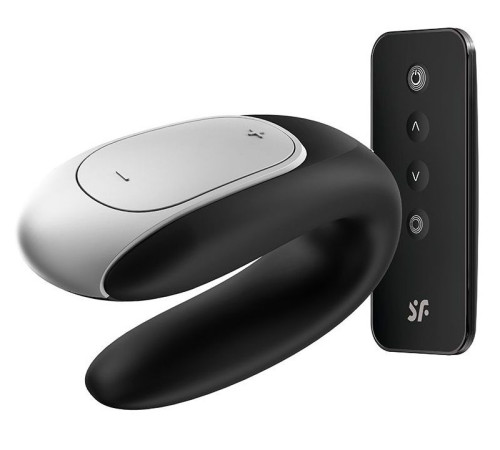 Чёрный вибромассажёр для пар Satisfyer Double Fun Чёрный вибромассажёр для пар Satisfyer Double Fun