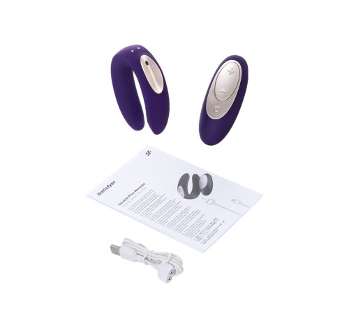 Фиолетовый вибратор для пар Satisfyer Double Plus Remote с пультом ДУ Фиолетовый вибратор для пар Satisfyer Double Plus Remote с пультом ДУ