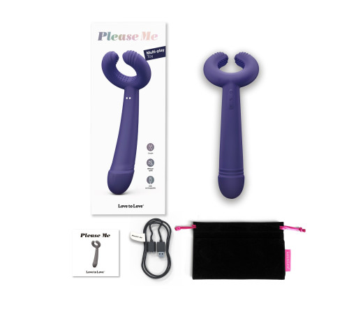 Темно-синий вибратор для пар Please Me Multi Vibrator