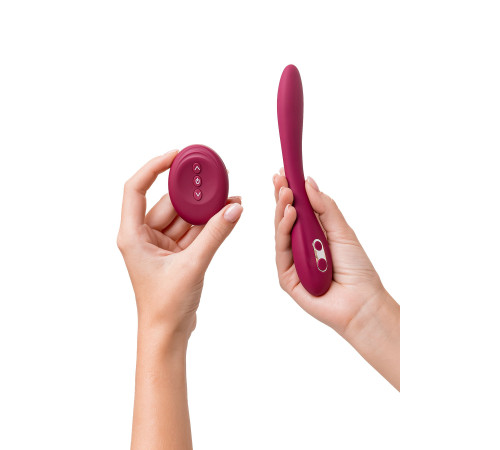 Бордовый многофункциональный вибратор Caberna