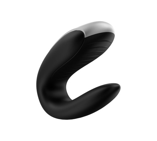 Чёрный вибромассажёр для пар Satisfyer Double Fun Чёрный вибромассажёр для пар Satisfyer Double Fun