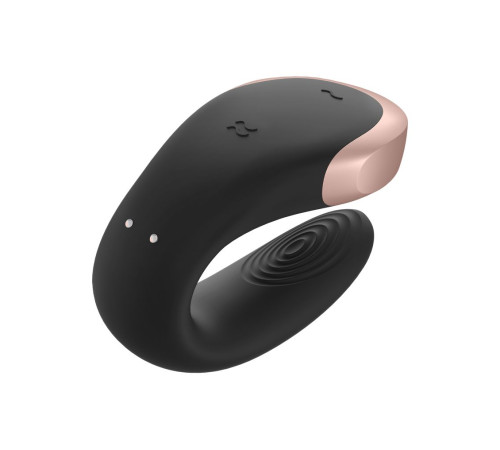 Черный  вибратор для пар Double Love с возможностью управления через пульт и приложение