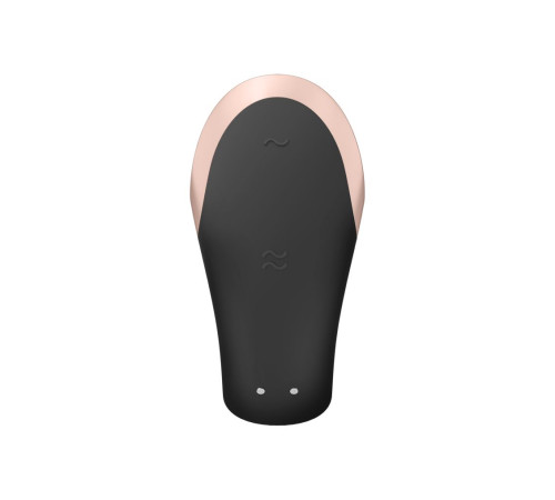 Черный  вибратор для пар Double Love с возможностью управления через пульт и приложение