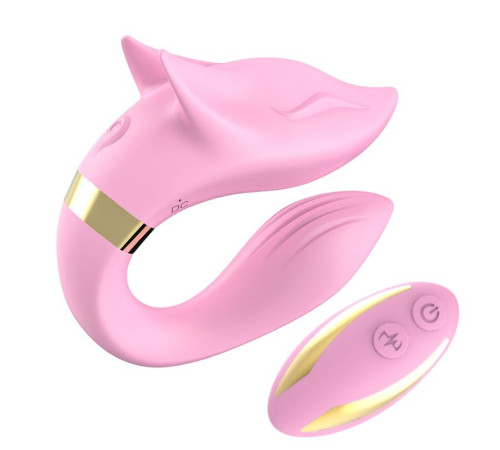 Розовый вибромассажер для пар с пультом дистанционного управления