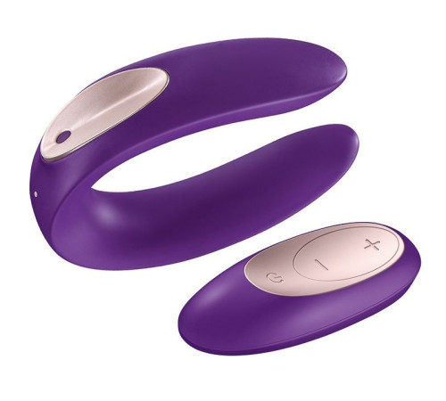 Фиолетовый вибратор для пар Satisfyer Double Plus Remote с пультом ДУ Фиолетовый вибратор для пар Satisfyer Double Plus Remote с пультом ДУ