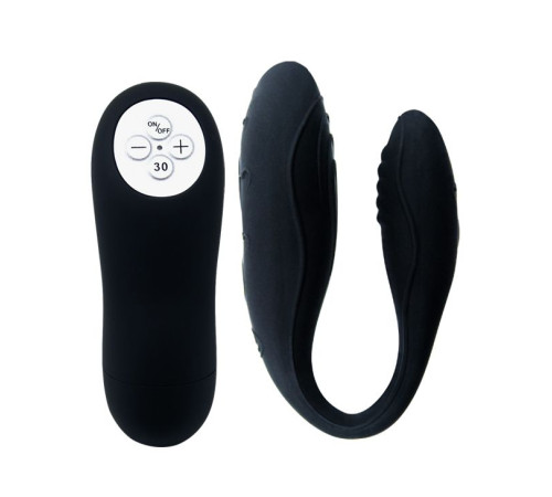Чёрный вибромассажер для пар Indulgence Plus с ДУ