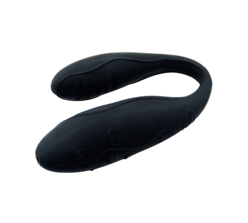 Чёрный вибромассажер для пар Indulgence Plus с ДУ