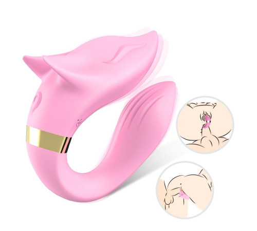 Розовый вибромассажер для пар с пультом дистанционного управления