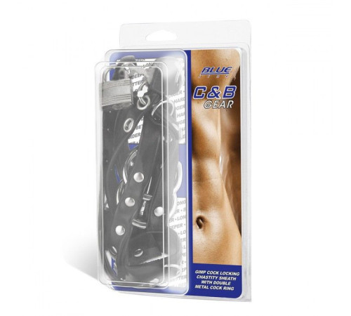 Плотная черная сбруя целомудрия для пениса на замочке