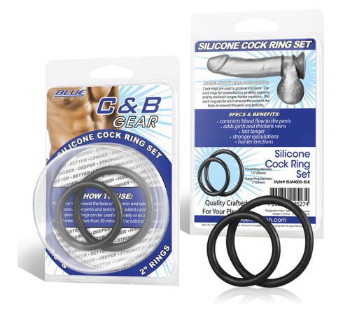 Набор из двух черных силиконовых колец разного диаметра SILICONE COCK RING SET