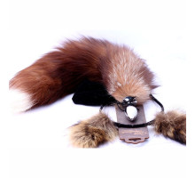 Игровой комплект: серебристая анальная пробка с пушистым хвостом и ободок-ушки