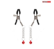 Серебристые зажимы на соски с шариками на цепочках