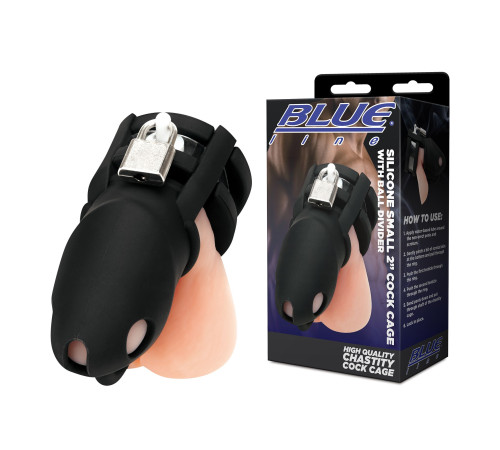 Черная клетка для пениса Silicone Small 2 in Cock Cage With Ball Divider