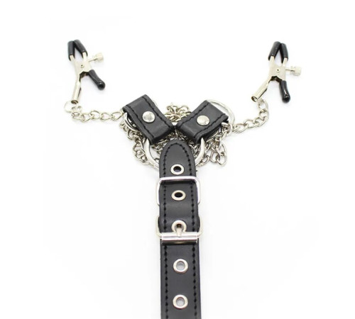 Зажимы для сосков с ремешком и кольцом для пениса