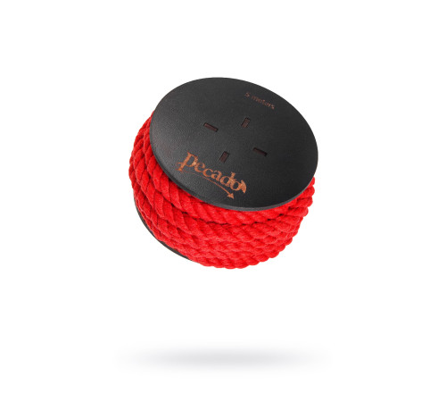 Красная веревка для шибари на катушке - 5 м.